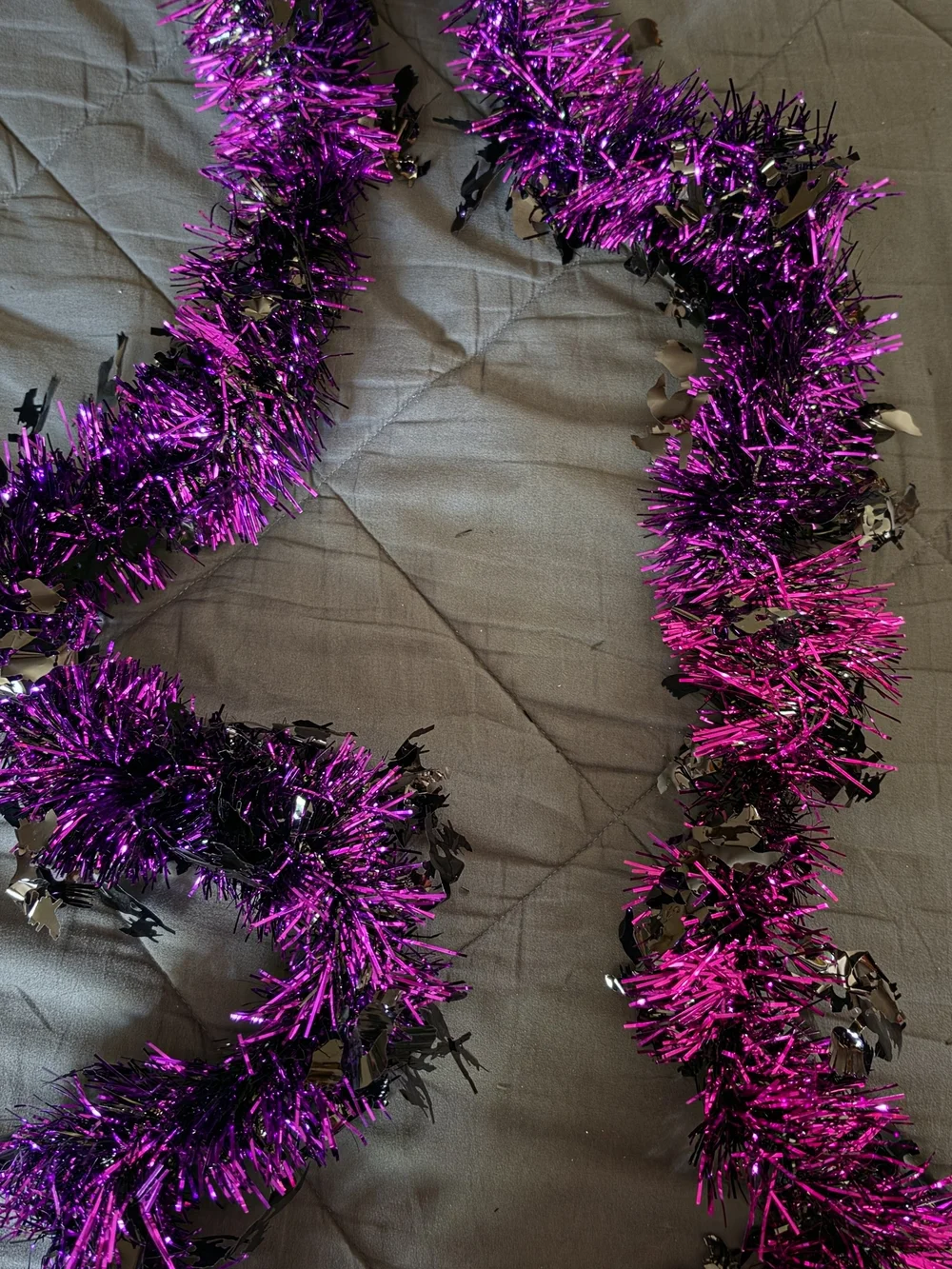 Purple and Black Festive Tinsel Garland - Sparkling Party Decoration